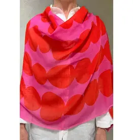 See Design Totem Pink Orange Wool  Scarf 30 x 70