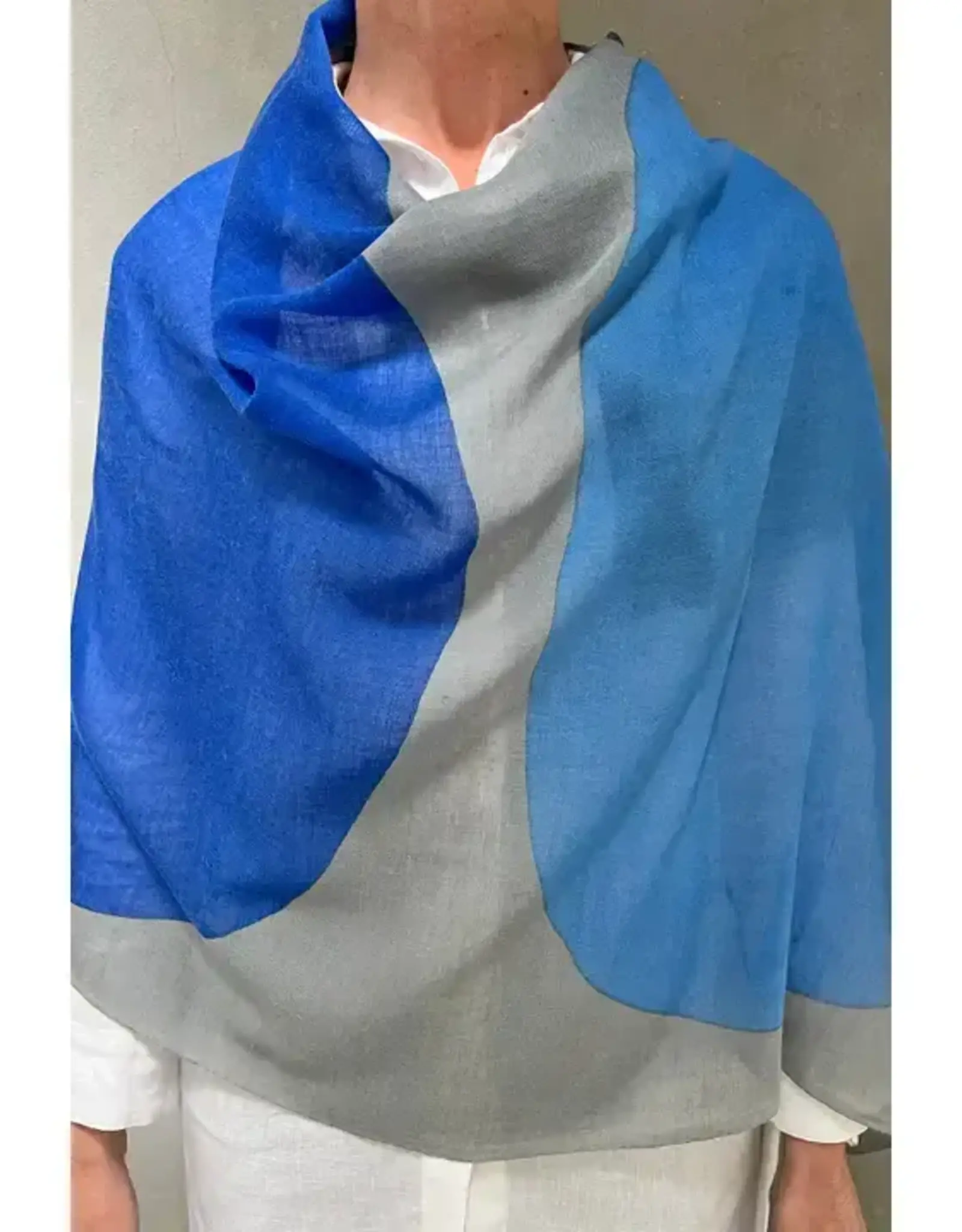 See Design Color Rocks Blue Grey Wool Scarf 30 x 70
