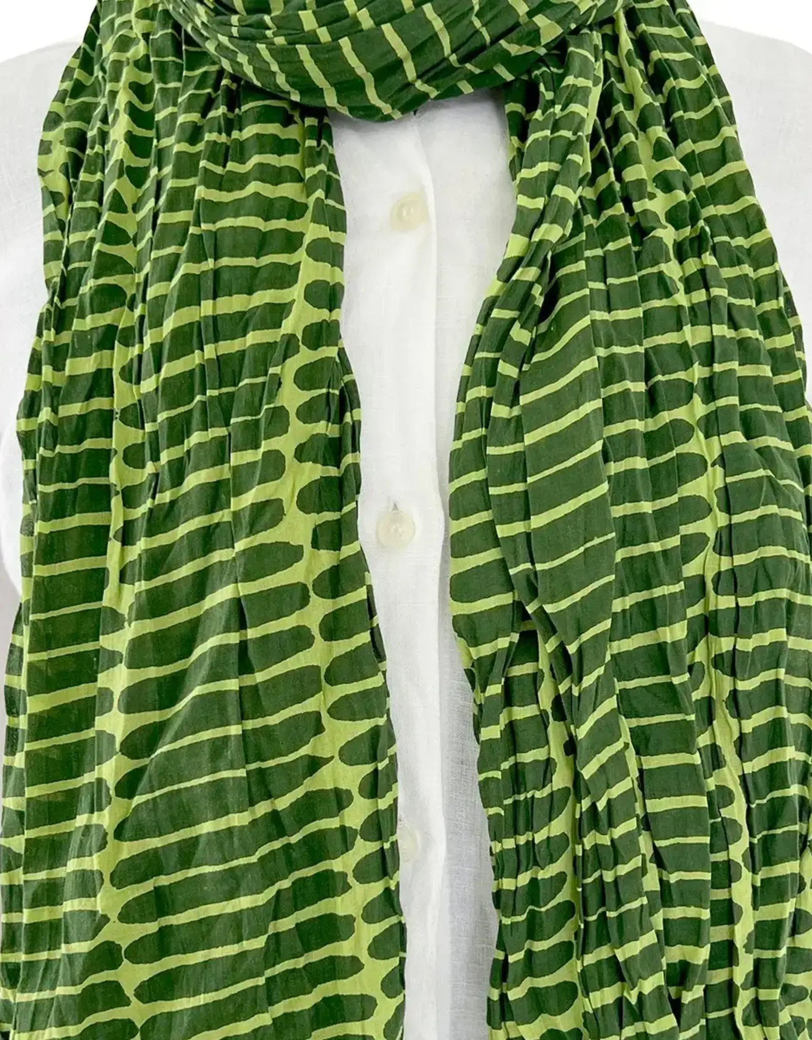 See Design Cotton Scarf 44 x 70- Basket Green Pine