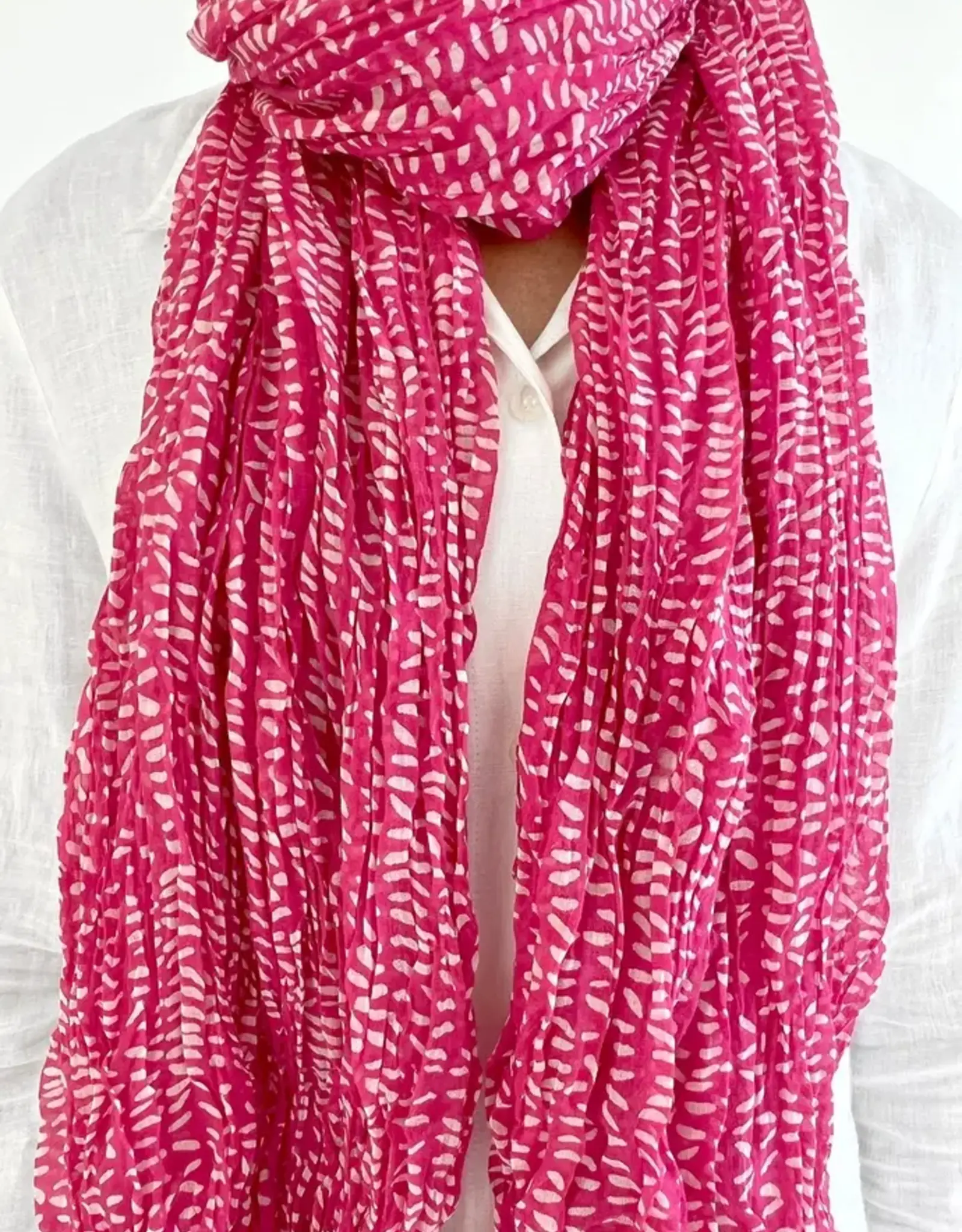 See Design Cotton Scarf 44 x 70- Stitch Fuchsia