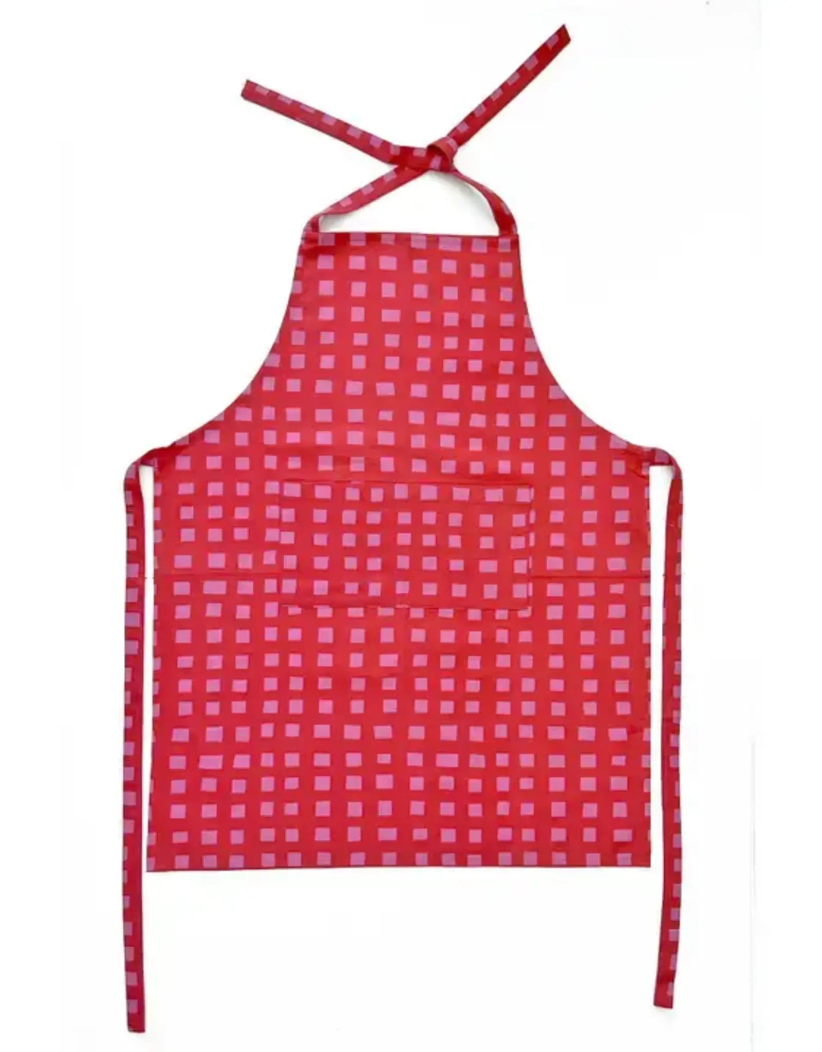 See Design Apron- Color Blocks Pink Red