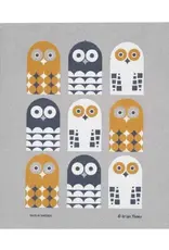 Cose Nuove Dishcloth 8x6.8 - Owl Family- Gold