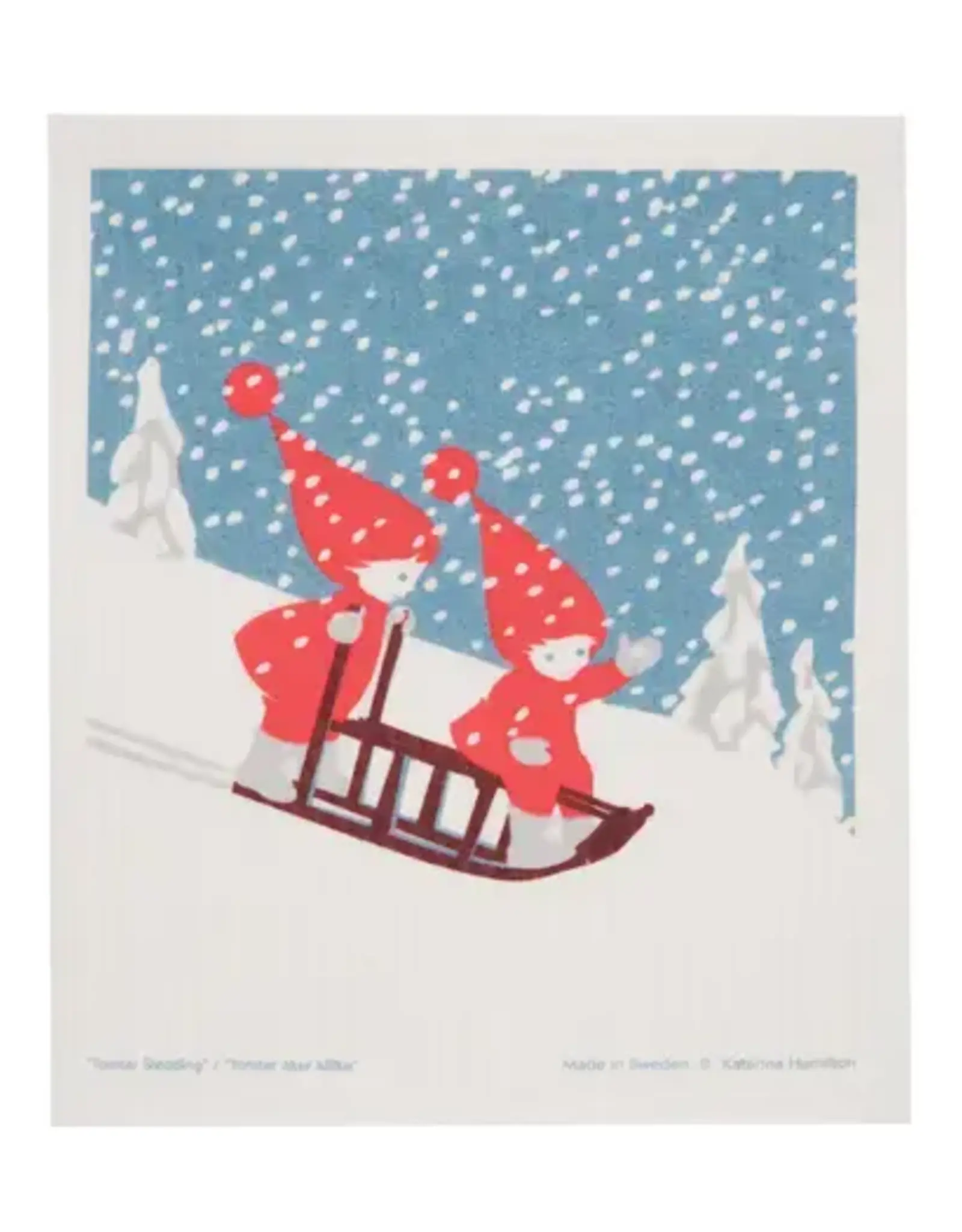 Cose Nuove Dishcloth 8x6.8 - Sledding Tomte