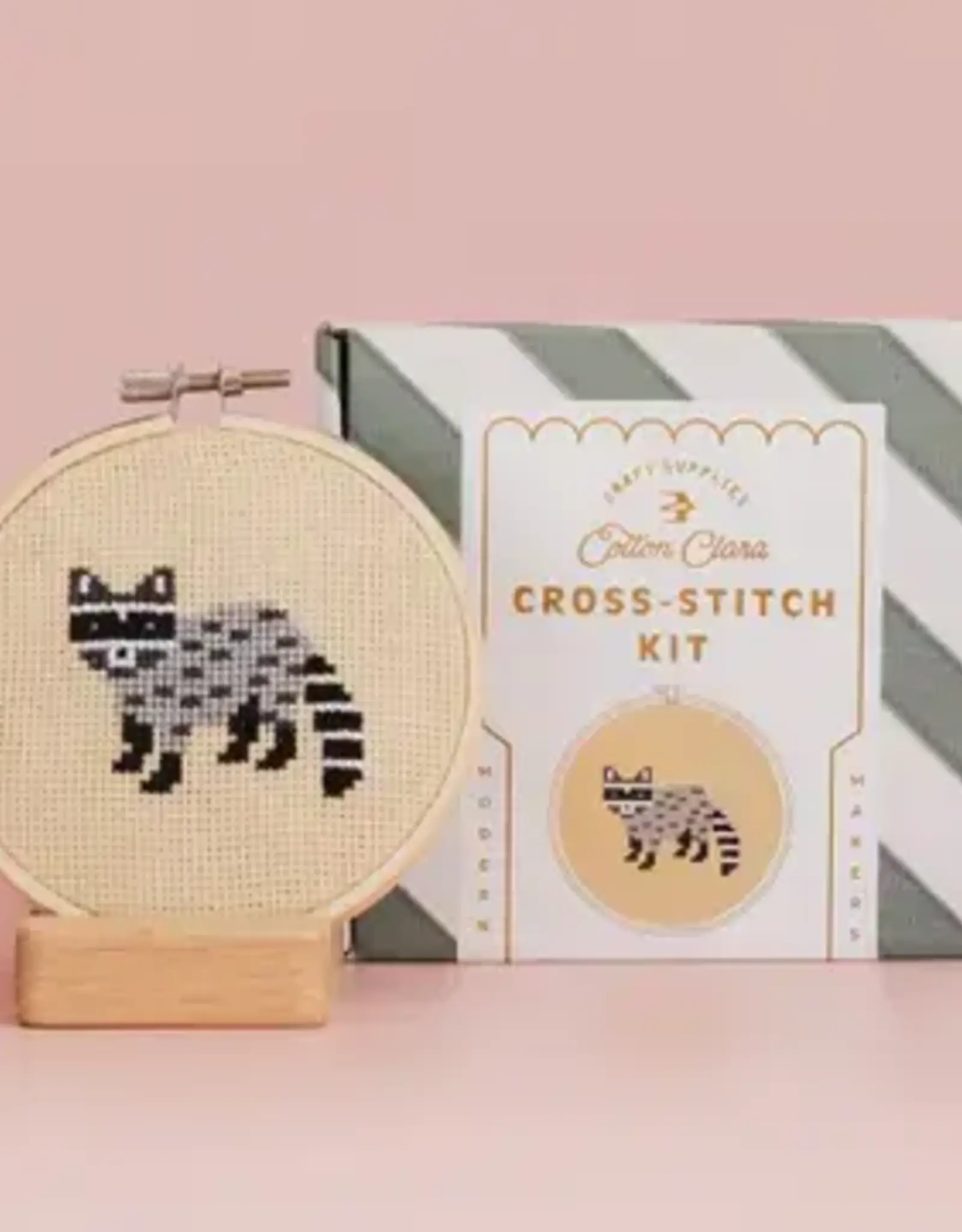 Cotton Clara Cross Stitch Kit- Racoon