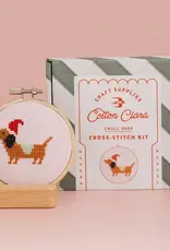 Cotton Clara Cross Stitch Kit- Festive Dachshund