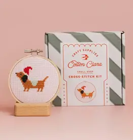Cotton Clara Cross Stitch Kit- Festive Dachshund