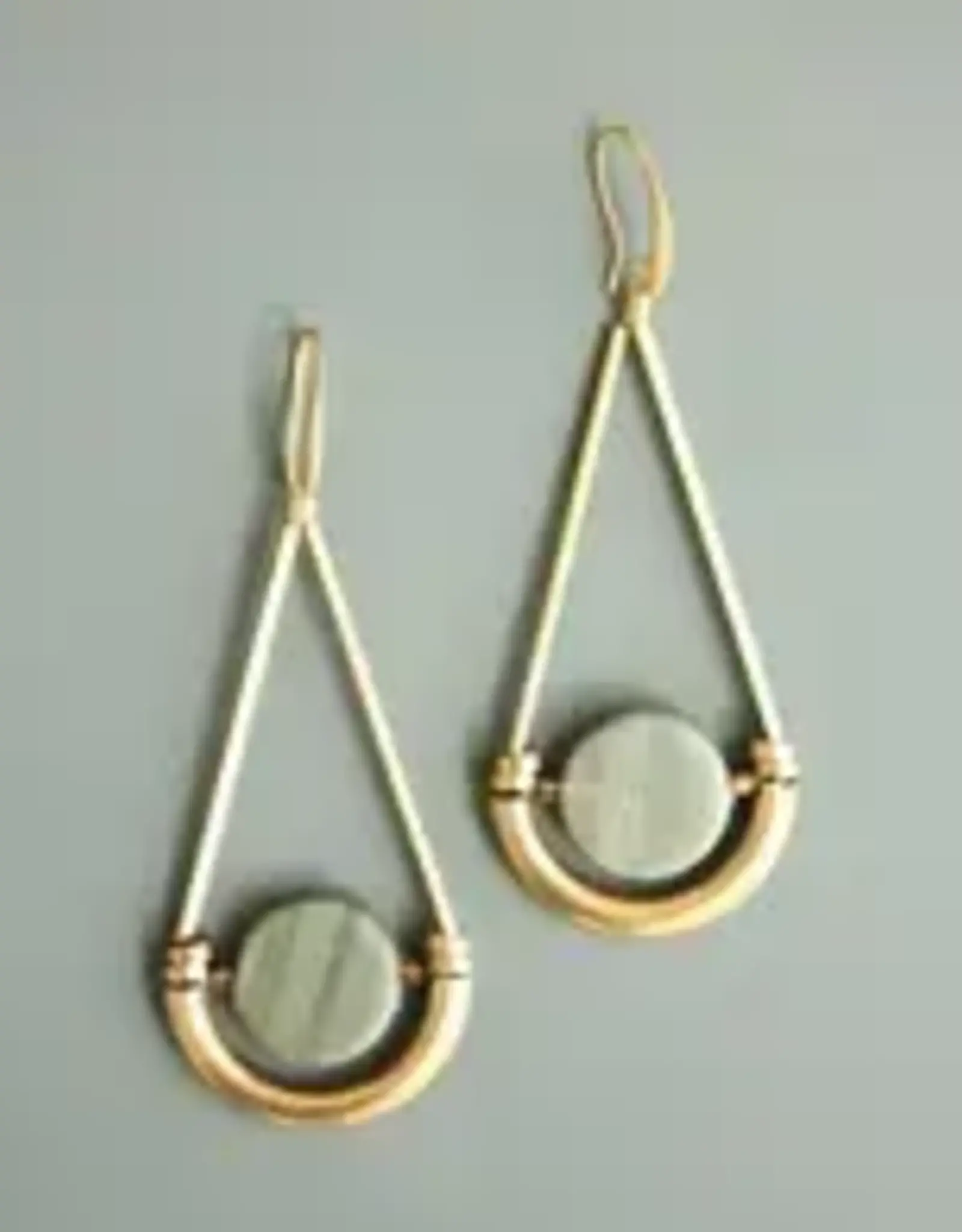 David Aubrey Jewelry ATHE39 Brass and Jasper Earrings