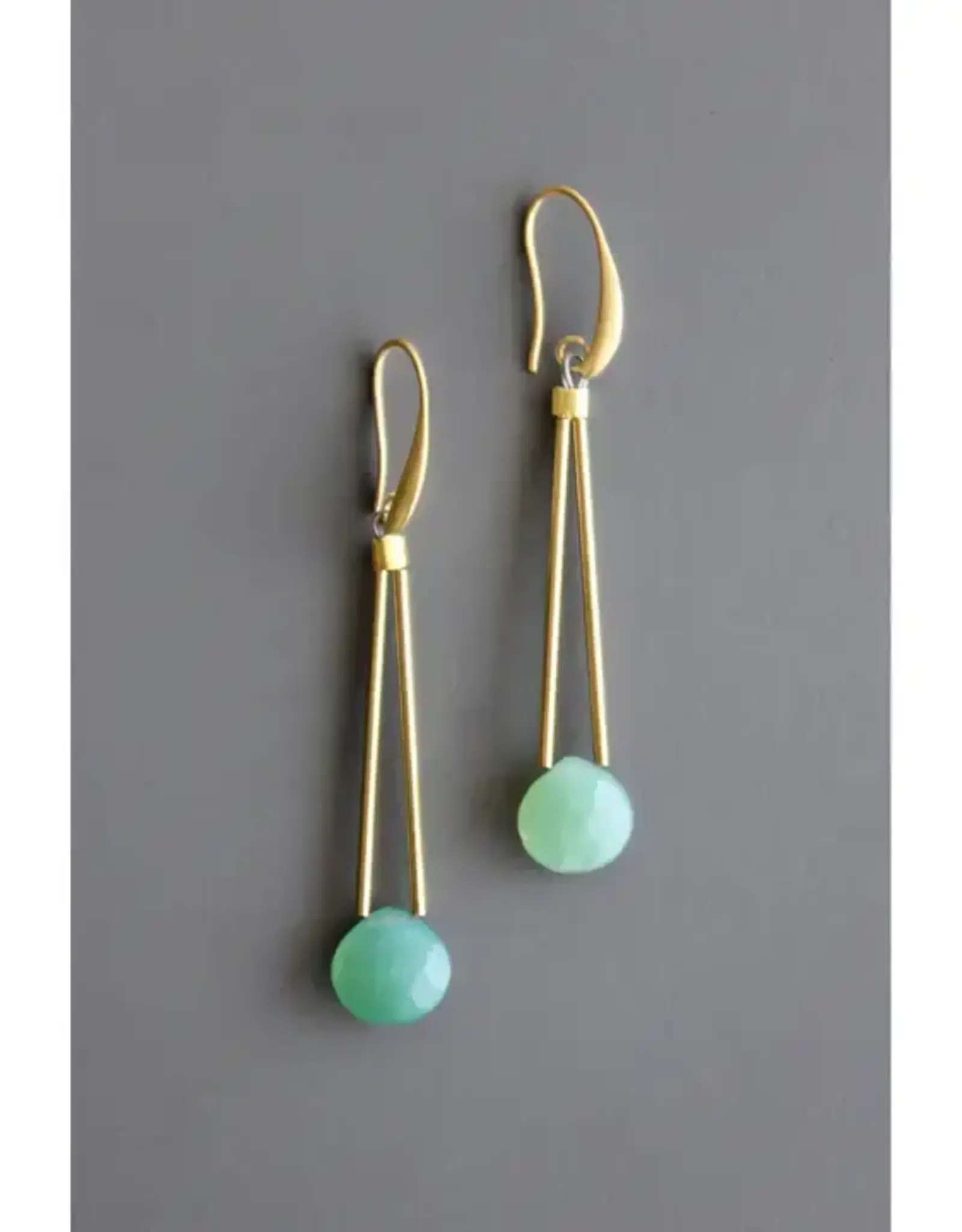 David Aubrey Jewelry BKNE23 Green Onyx Geometric Earrings