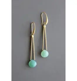 David Aubrey Jewelry BKNE23 Green Onyx Geometric Earrings