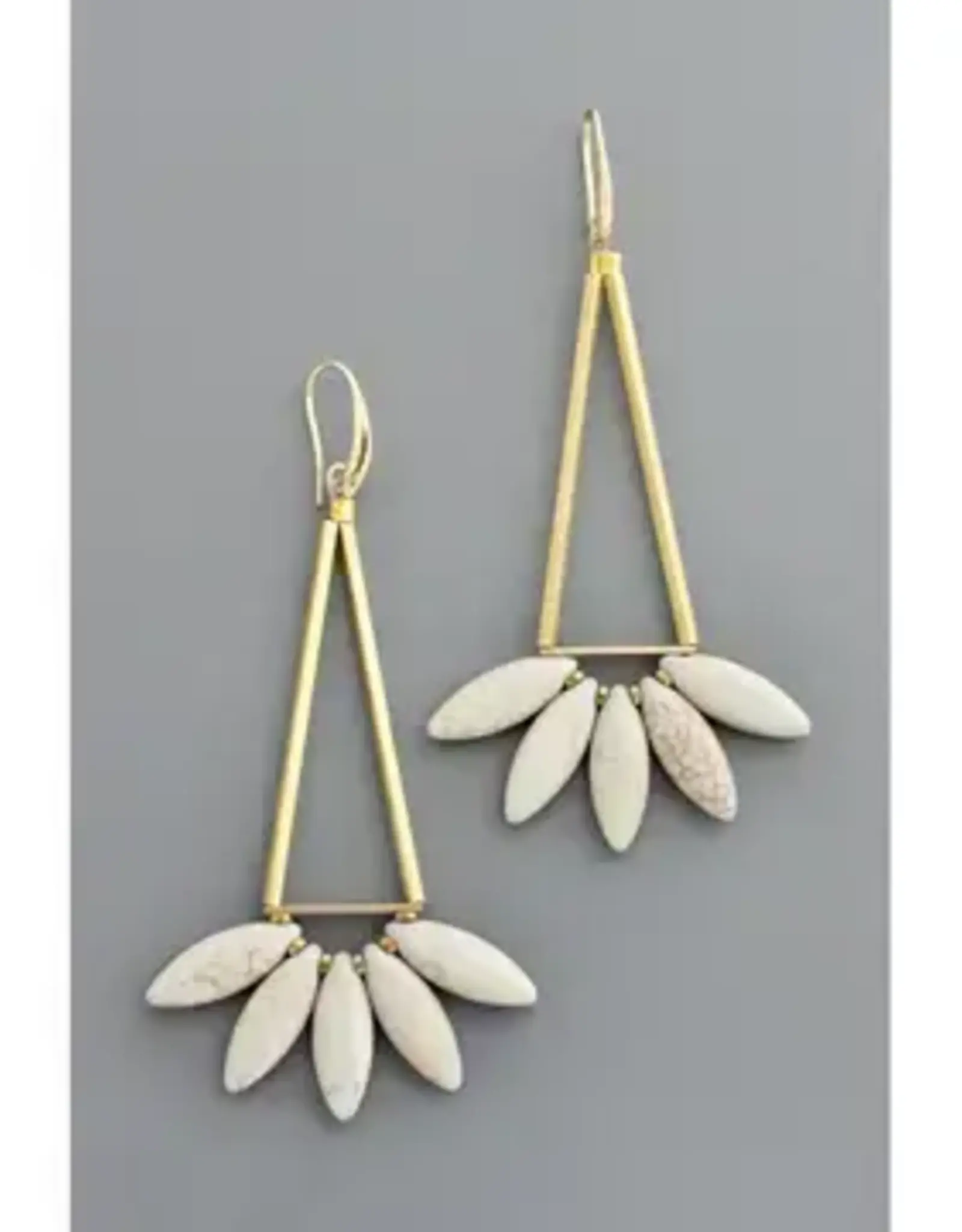 David Aubrey Jewelry FERE115 Geometric Gray Lotus Dangle Earrings