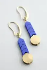 David Aubrey Jewelry GNDE34 Blue and Brass Hook Earrings