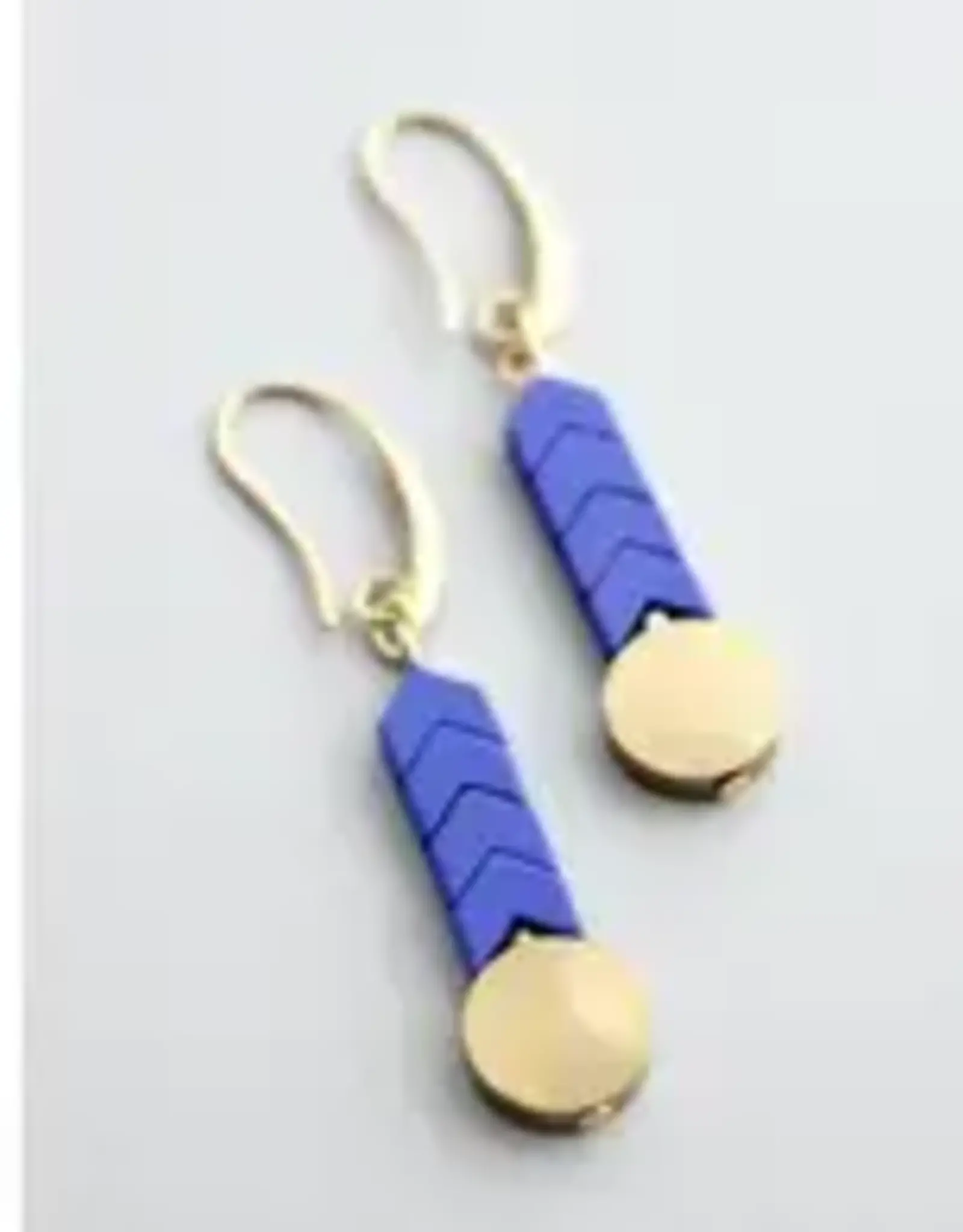 David Aubrey Jewelry GNDE34 Blue and Brass Hook Earrings