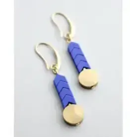 David Aubrey Jewelry GNDE34 Blue and Brass Hook Earrings