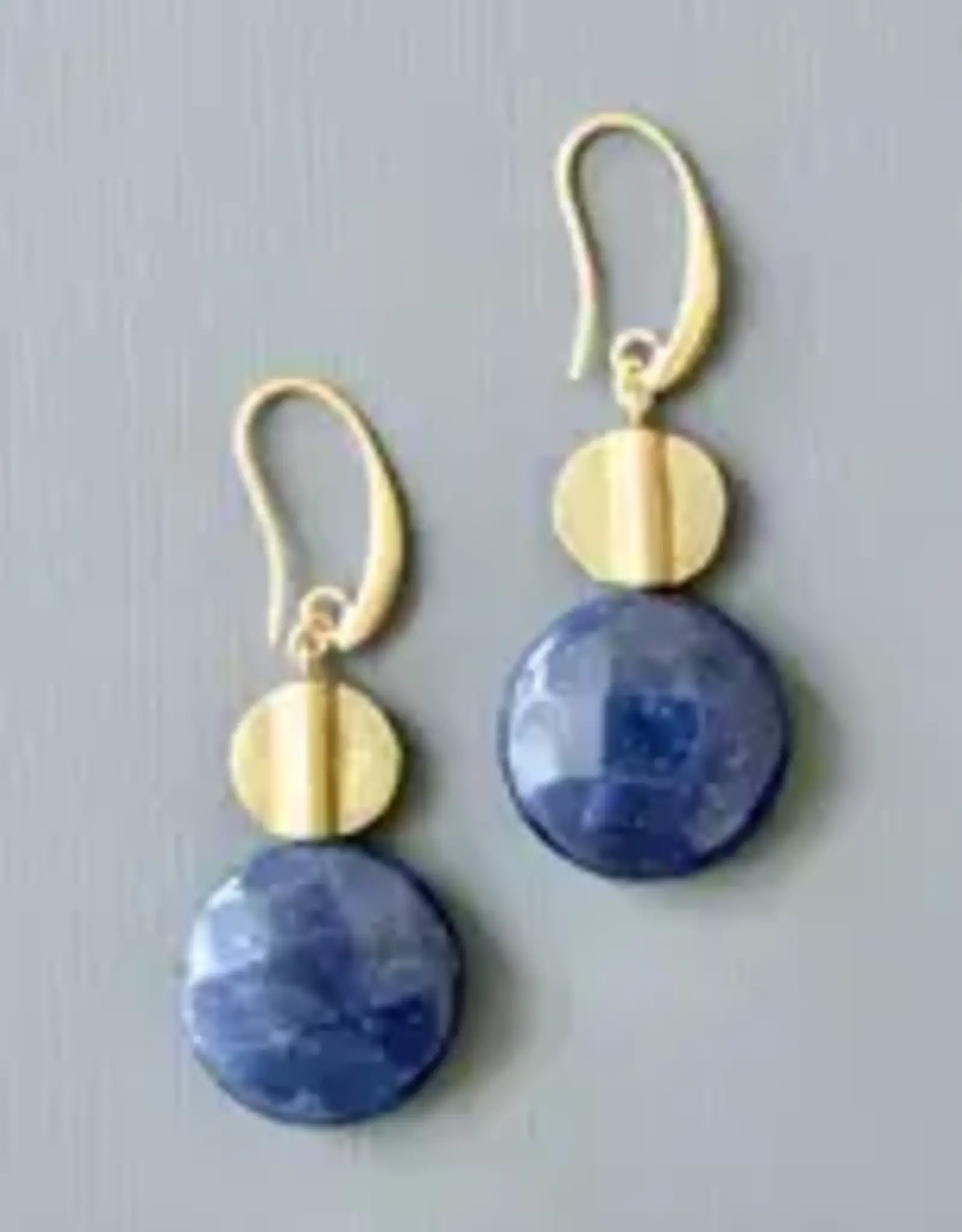 David Aubrey Jewelry JLTE16 Navy and Brass Dangle Earrings