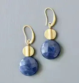 David Aubrey Jewelry JLTE16 Navy and Brass Dangle Earrings
