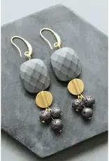 David Aubrey Jewelry LEXE48 Jade and Lava Cluster Earrings