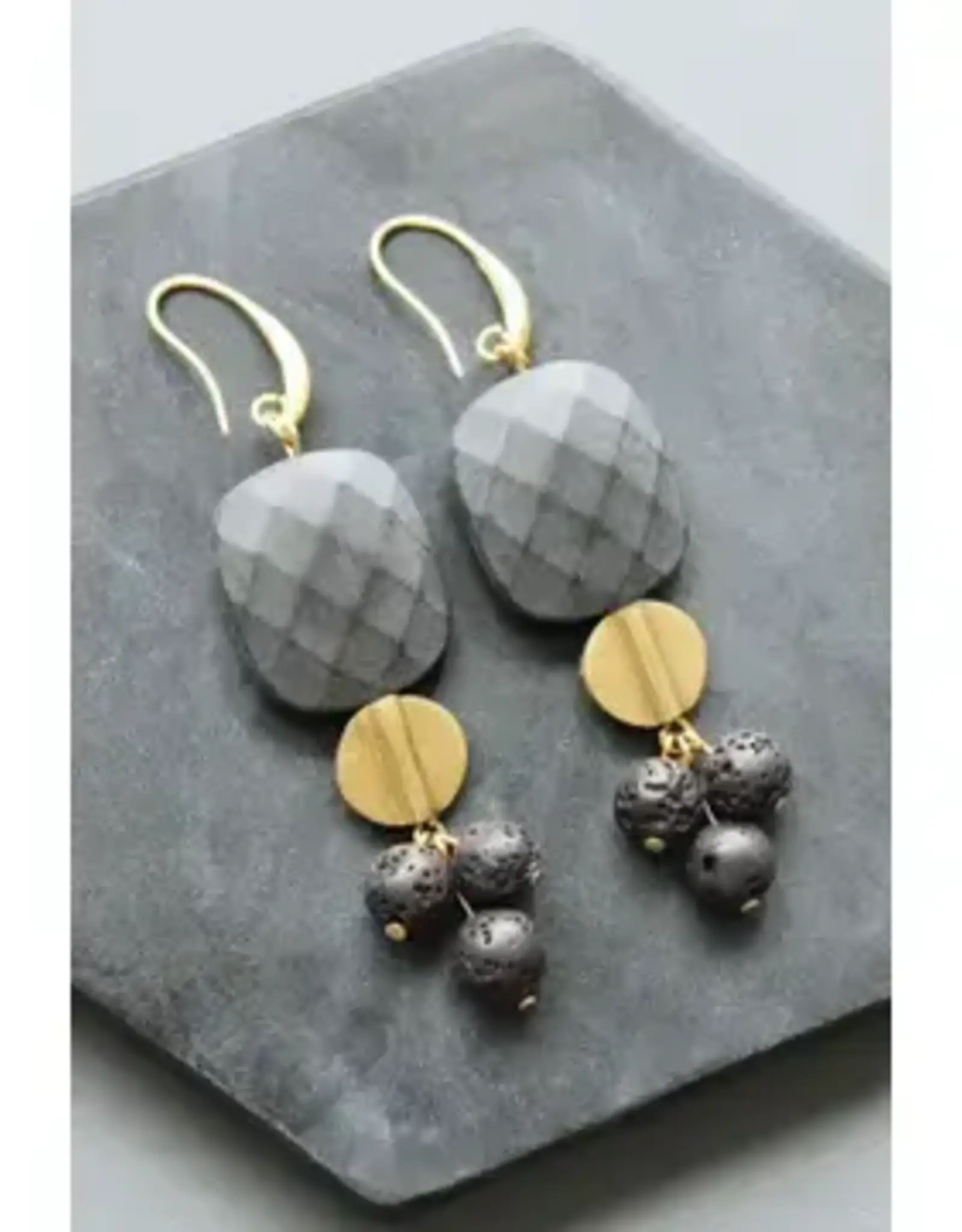 David Aubrey Jewelry LEXE48 Jade and Lava Cluster Earrings