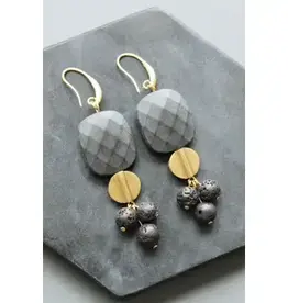 David Aubrey Jewelry LEXE48 Jade and Lava Cluster Earrings