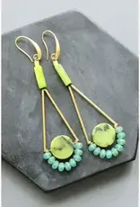 David Aubrey Jewelry LEXE51 Green and Aqua Geometric Earrings