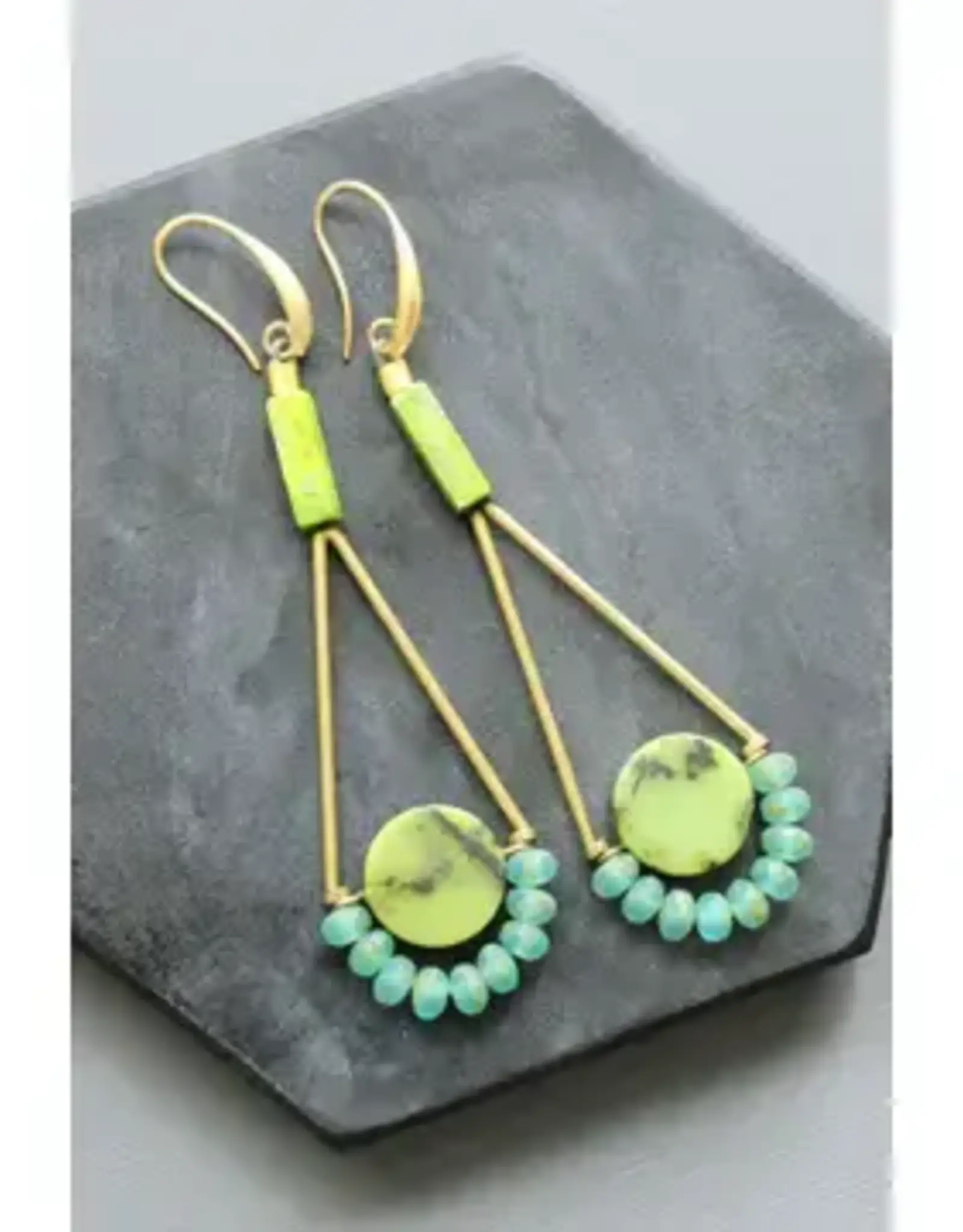 David Aubrey Jewelry LEXE51 Green and Aqua Geometric Earrings