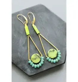 David Aubrey Jewelry LEXE51 Green and Aqua Geometric Earrings