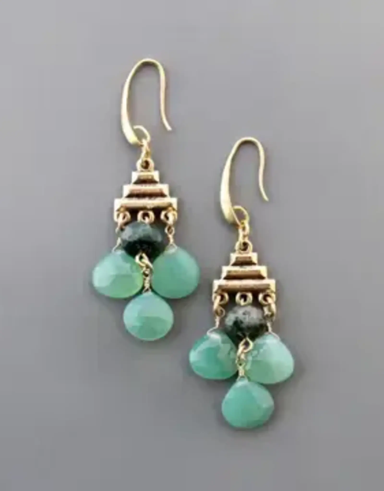 David Aubrey Jewelry MDSE13 Geometric Green Chalcedony Earrings