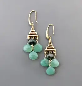 David Aubrey Jewelry MDSE13 Geometric Green Chalcedony Earrings