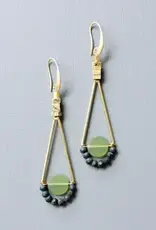 David Aubrey Jewelry JLTE73 Olivine Glass Geometric Dangle Earrings
