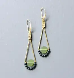 David Aubrey Jewelry JLTE73 Olivine Glass Geometric Dangle Earrings