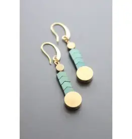 David Aubrey Jewelry TLDE09 Green Hematite and Brass Earrings