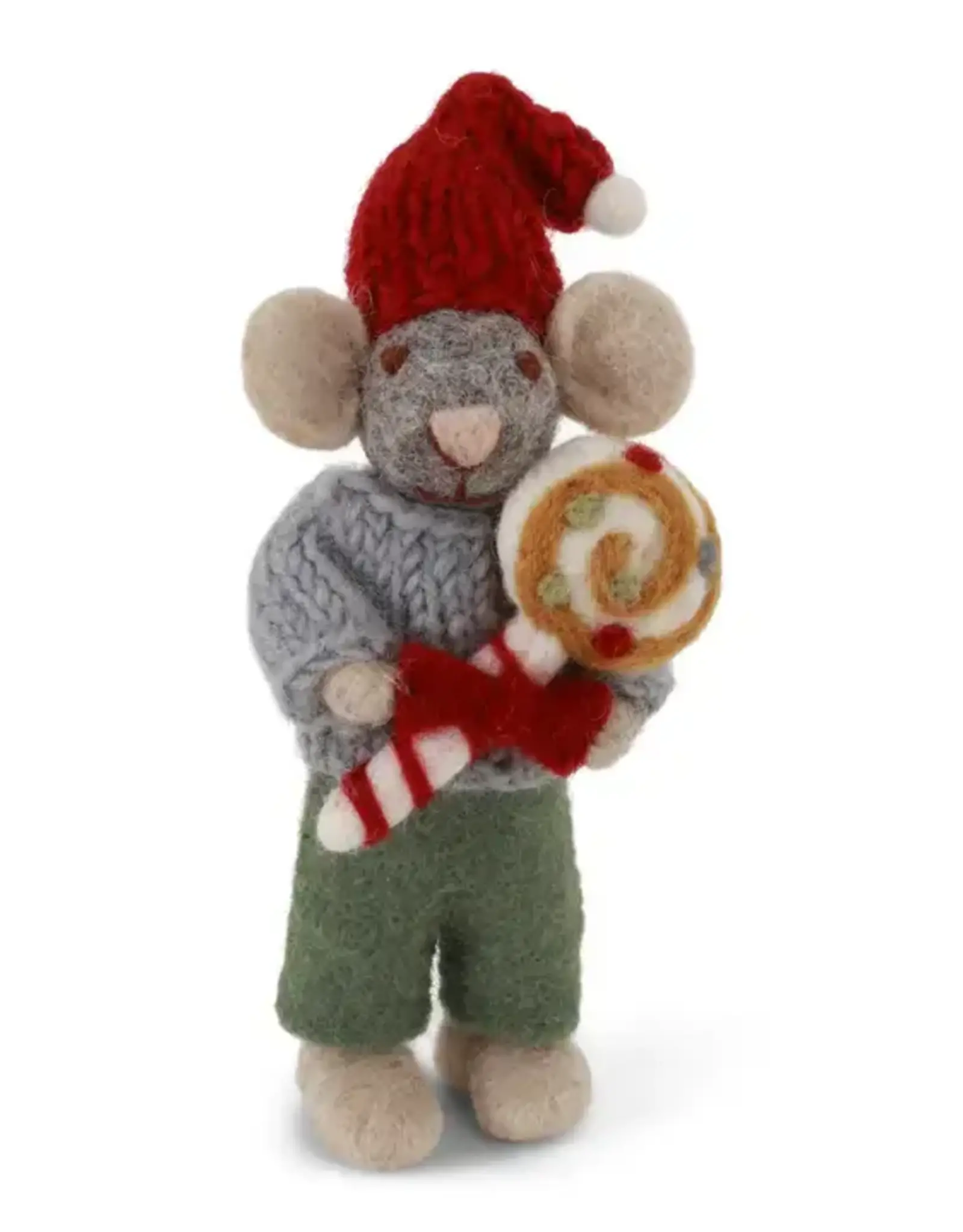 Gry & Sif 20025 Small Grey Mouse W/Pants & Candy 4.75"