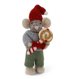 Gry & Sif 20025 Small Grey Mouse W/Pants & Candy 4.75"