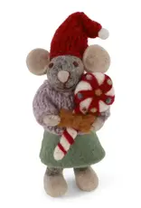 Gry & Sif 20125 Small Grey Mouse W/Skirt & Candy 4.75"