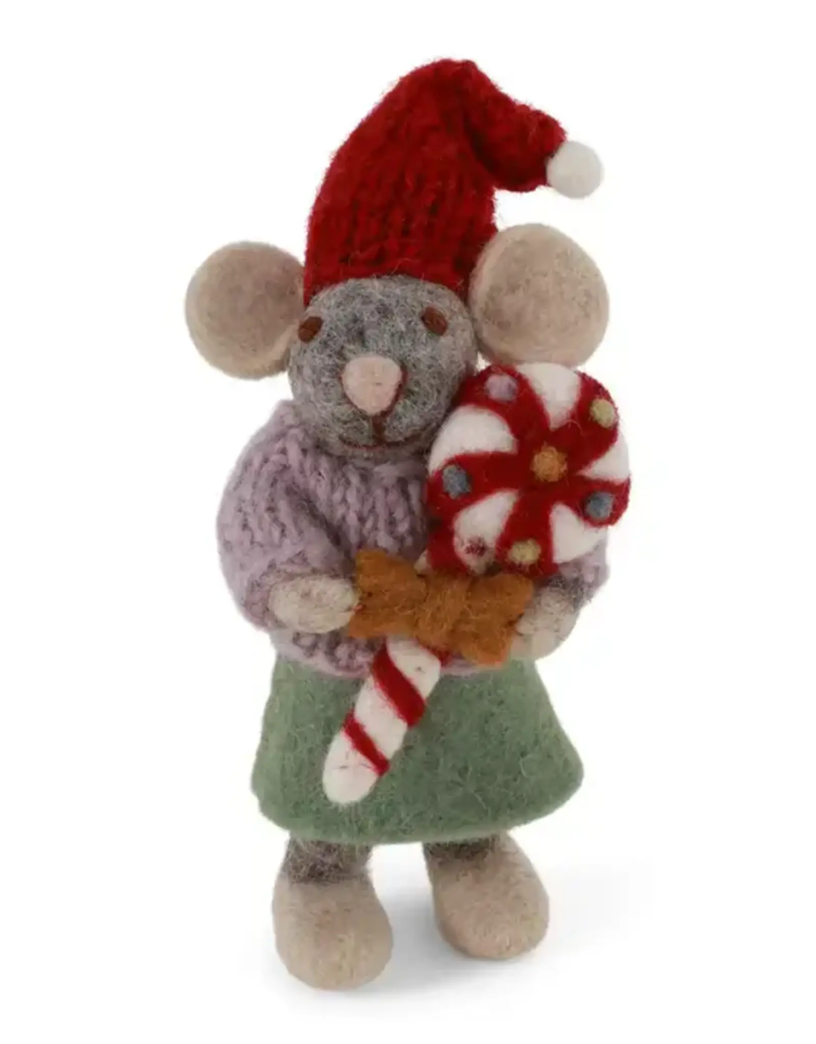 Gry & Sif 20125 Small Grey Mouse W/Skirt & Candy 4.75"