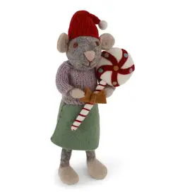 Gry & Sif 80125 Big Grey Mouse W/Skirt and Candy 10.75"