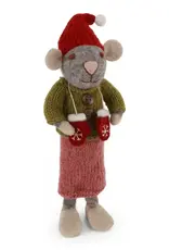 Gry & Sif 81025 Big Grey Mouse W/Skirt & Mittens 10.75"