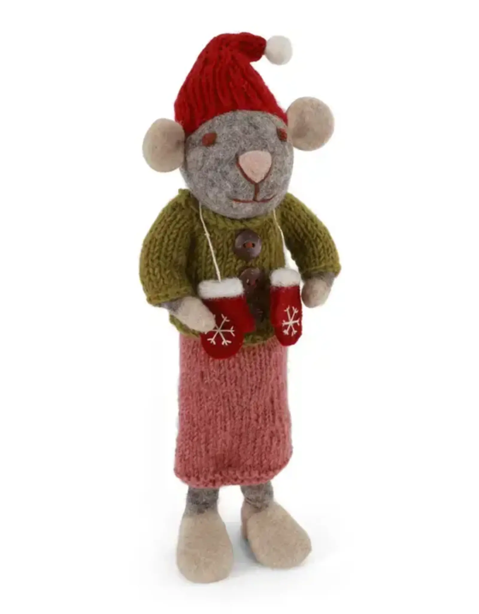Gry & Sif 81025 Big Grey Mouse W/Skirt & Mittens 10.75"