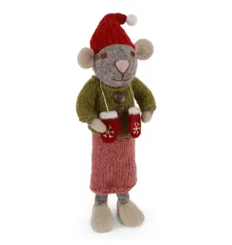 Gry & Sif 81025 Big Grey Mouse W/Skirt & Mittens 10.75"