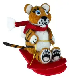 DZI Handmade Sledding Tiger Ornament