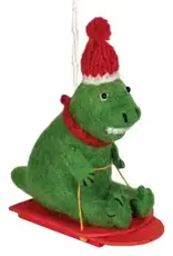 DZI Handmade Sledding T-Rex Ornament