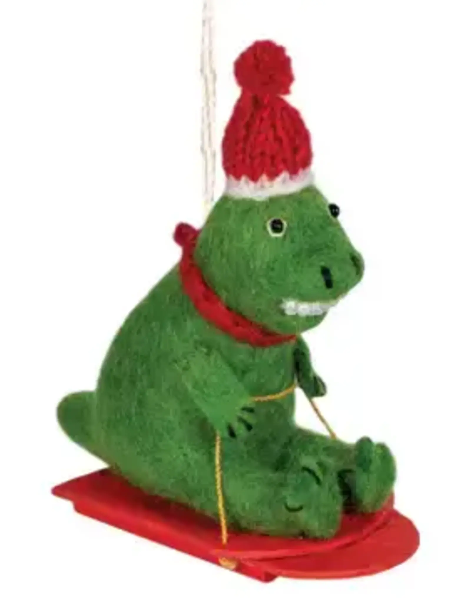 DZI Handmade Sledding T-Rex Ornament