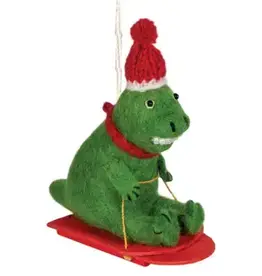 DZI Handmade Sledding T-Rex Ornament