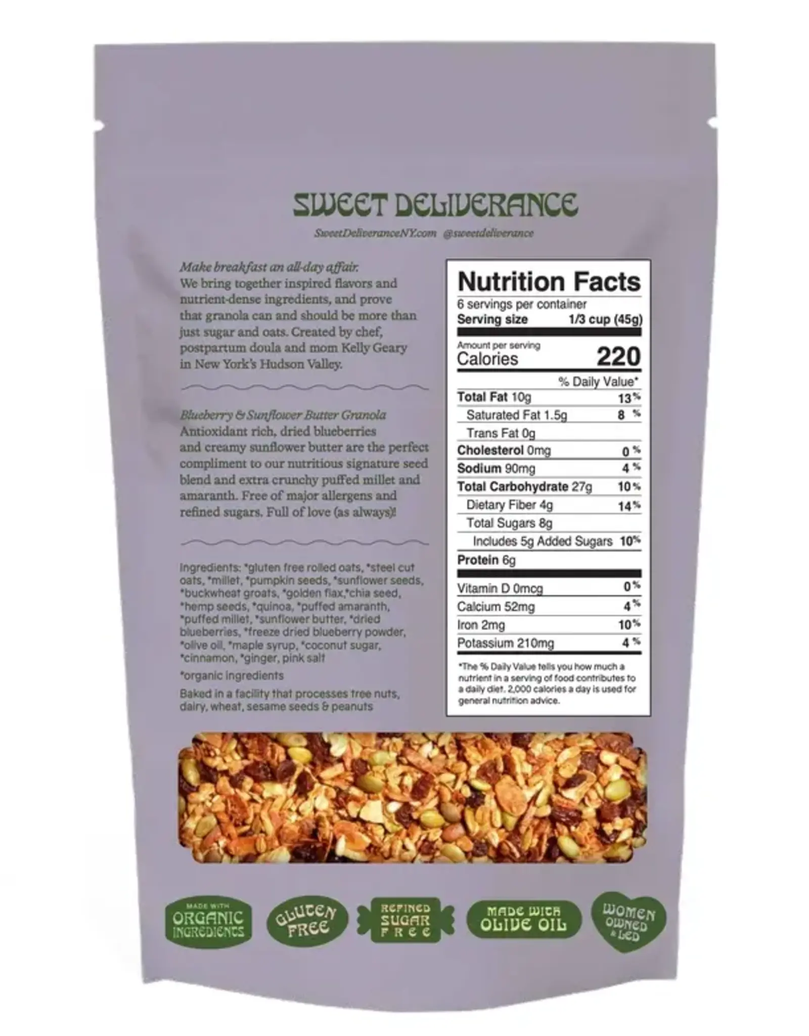 Sweet Deliverance Blueberry & Sunflower Butter Granola