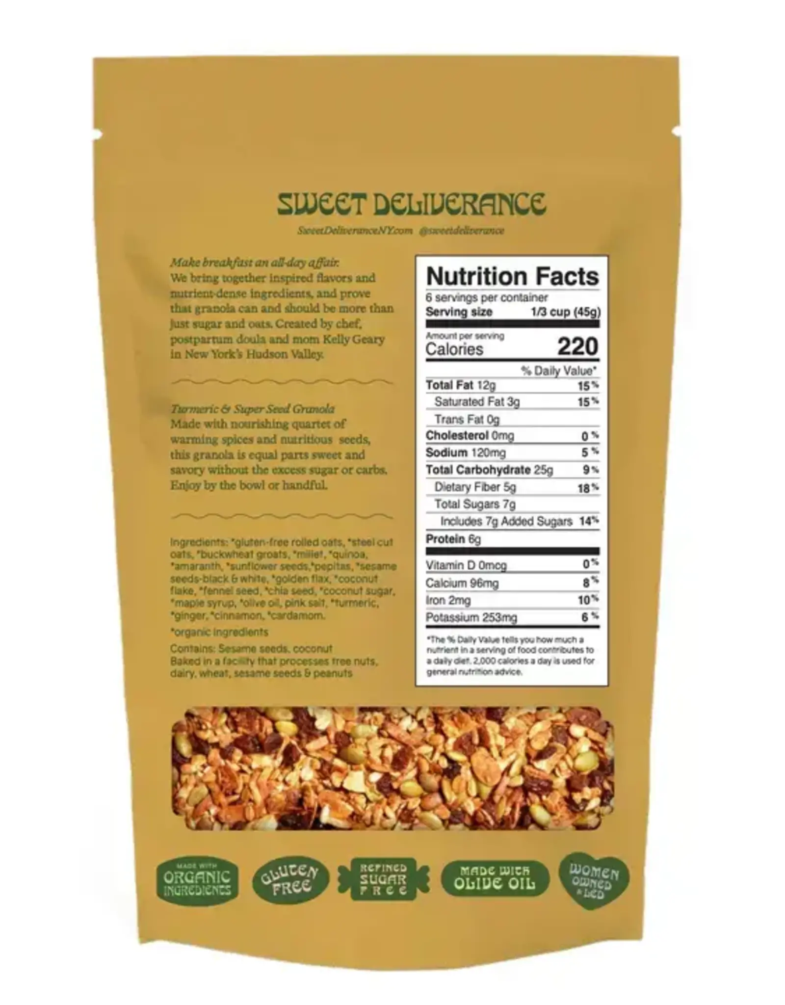 Sweet Deliverance Tumeric & Super Seed Granola
