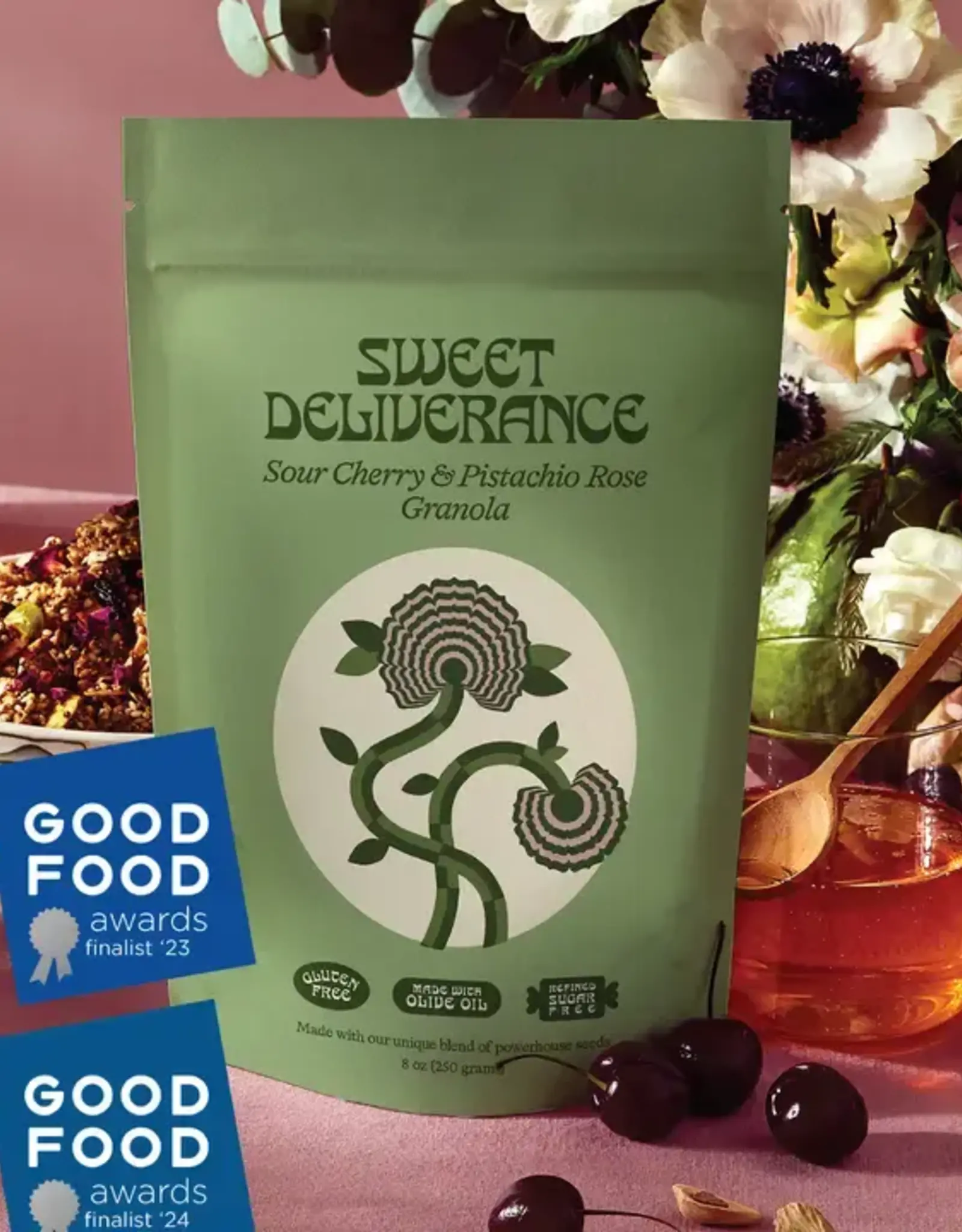Sweet Deliverance Sour Cherry & Pistachio Rose Granola