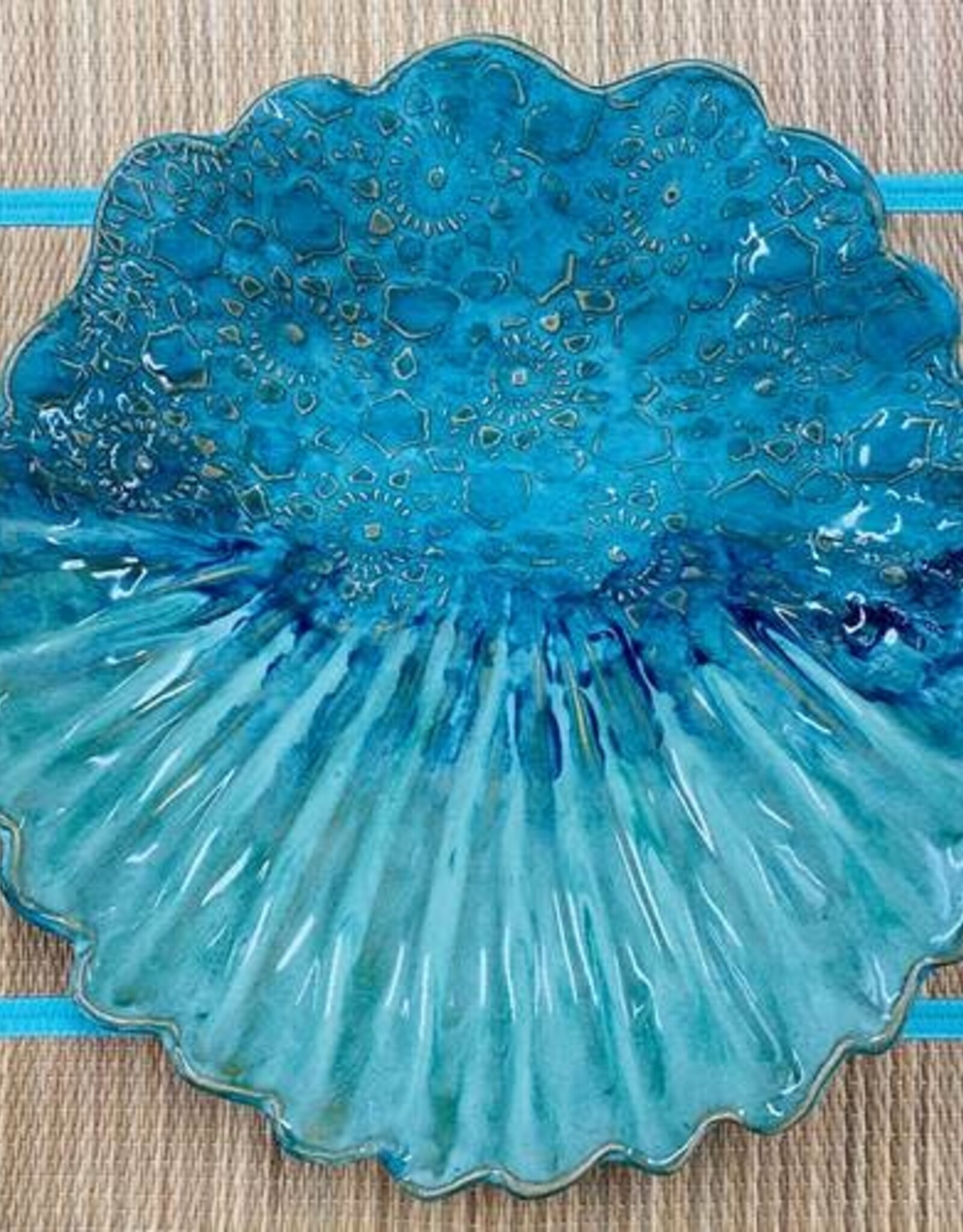 Clarkware Pottery Large Shell Popcorn Bowl- Ocean