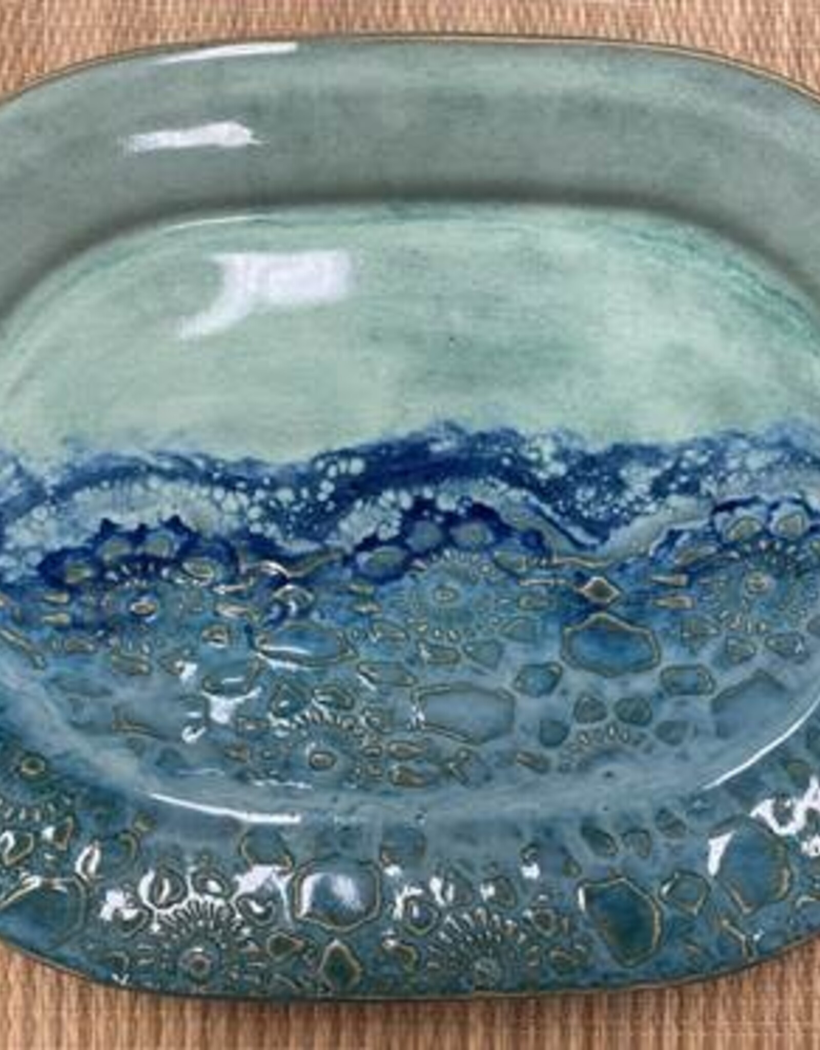 Clarkware Pottery Large Oval Platter- Ocean