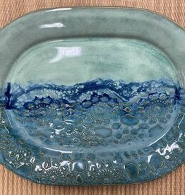 Clarkware Pottery Large Oval Platter- Ocean