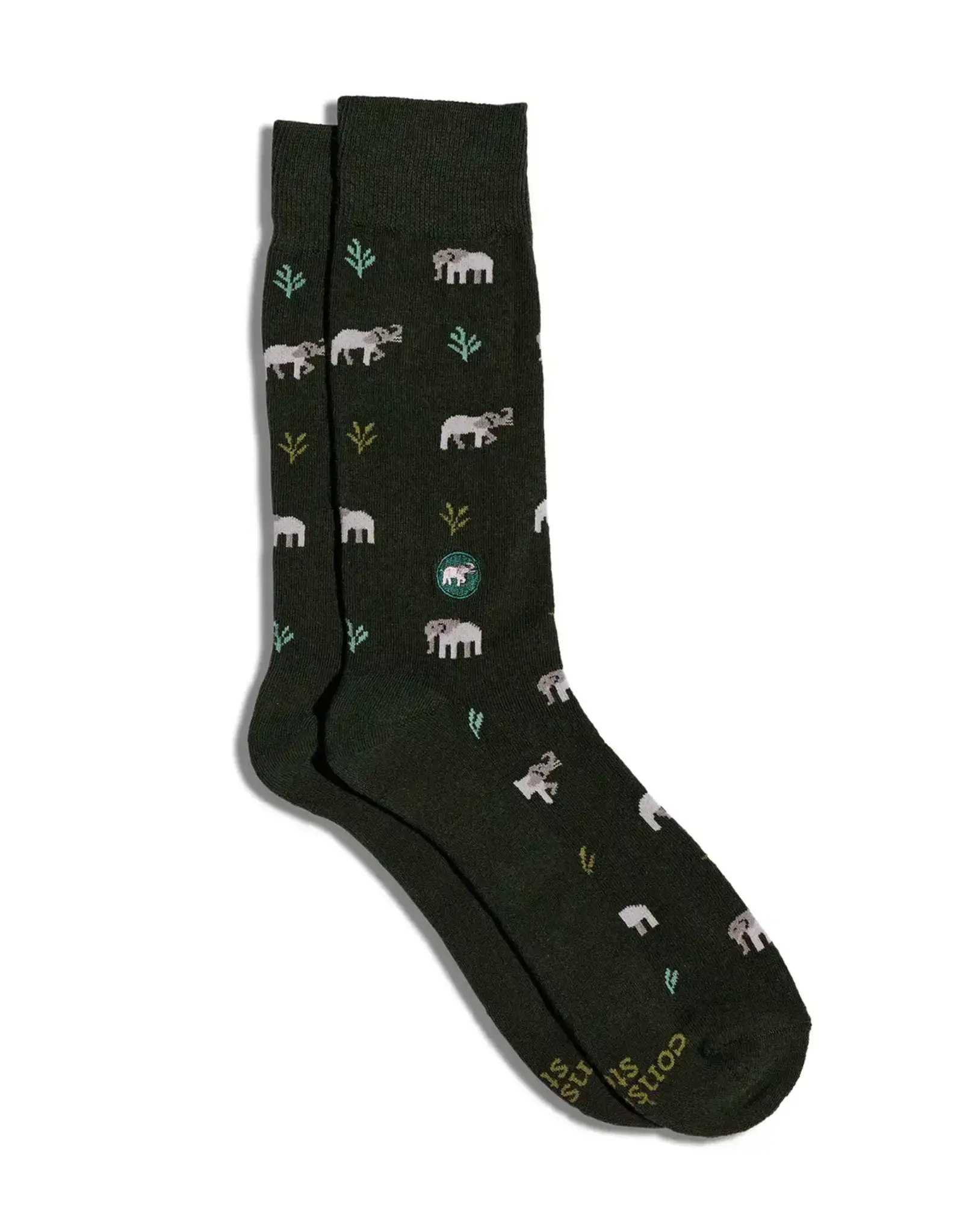 Conscious Step Socks that Protect Elephants (Green Elephants)-Small