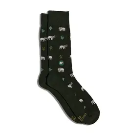 Conscious Step Socks that Protect Elephants (Green Elephants)-Small